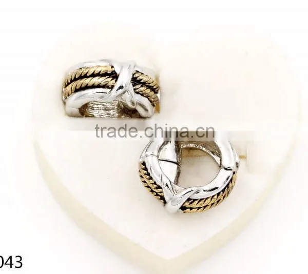 2016 New Fashion Wholesale Juyuan Double Color Plated Whole Sales Earrings