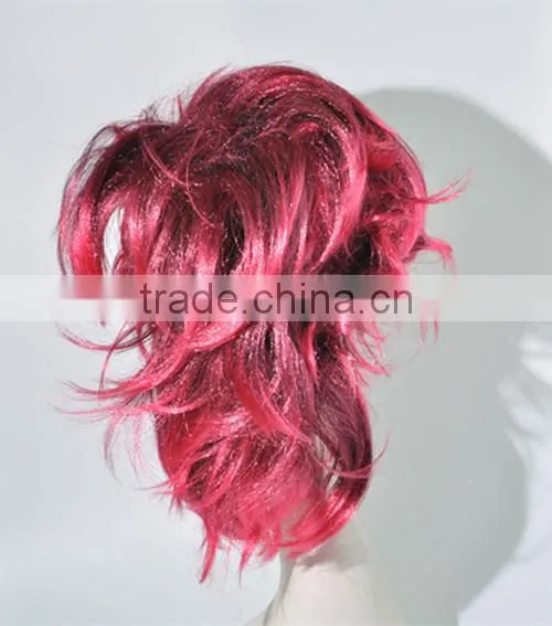 Synthetic Special Curls Wigh Red and Pink Multi Color Crazy Fans Wig N301 photo-3