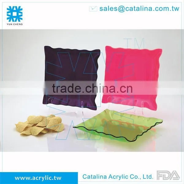 Hot Sale Acrylic Waving Wedding Food Cake Fruit Serving Tray