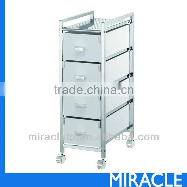 4 Tier Wooden Drawer Storage Trolley With Wheels