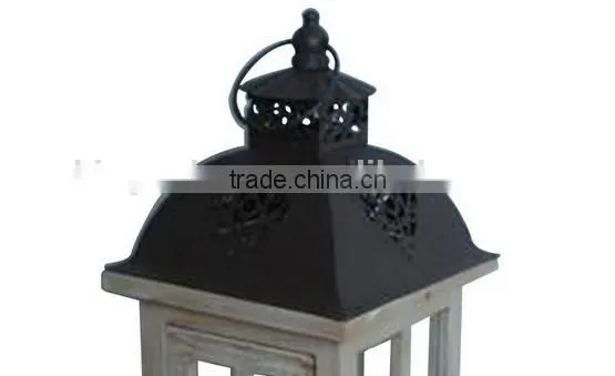 Classic Wooden Candleholder Iron Lanterns Indoor Stand photo-4