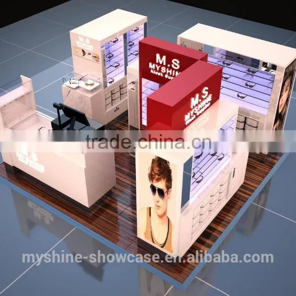 Custom Wooden Mall Sunglass Display Kiosk photo-4