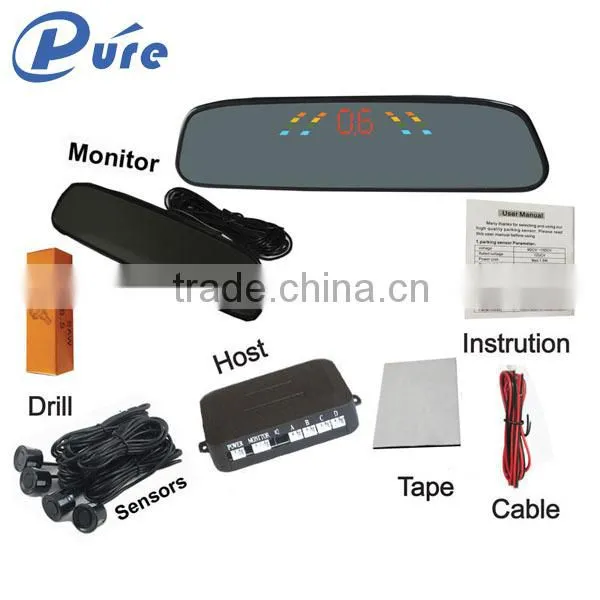 High Quality Led Display Rear View Mirror Car Parking Sensor System With 4 Sensors photo-2