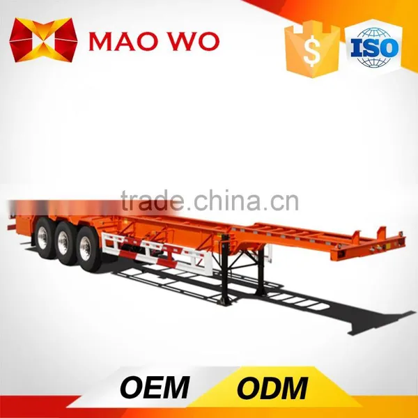 China 3 Axle Flatbed Skeleton Container Semi Trailers For Sale photo-6