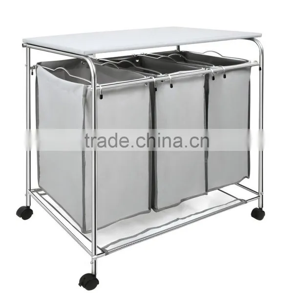 Vivinature 3 Lift-off Bags Laundry Sorter With Foldable Ironing Board, Multifunctional Laundry Cart photo-2