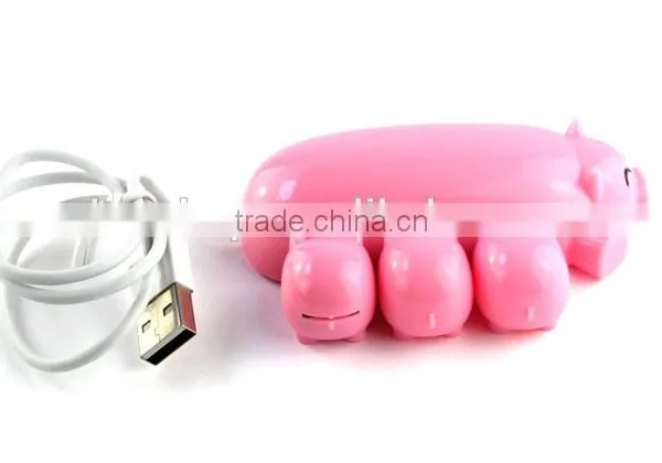 New Arrival Lovely Cartoon Pig Design 3 Port USB Hub 2.0 USB Interface Promotion Gift Choice Present With Card Reader Function photo-3