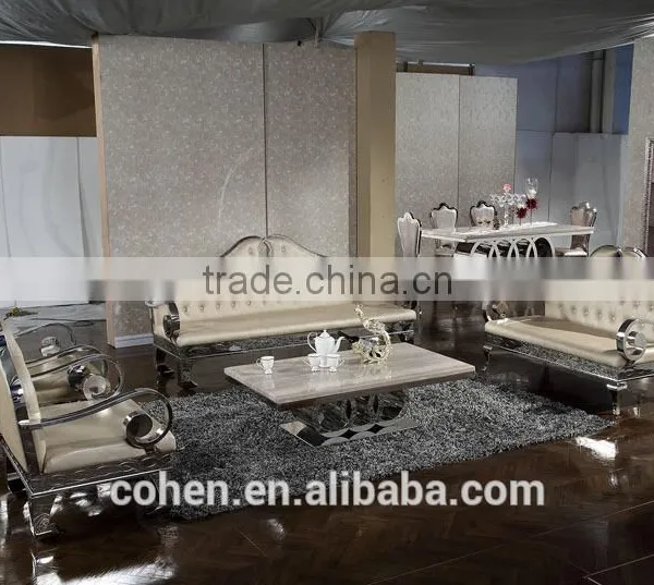 Audi Symbol Base Marble Top Dining Table Set/dining Table and Chairs With Stainless Steel Furniture and Restaurant Furniture photo-5