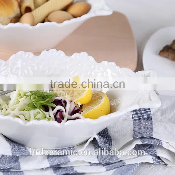 Wholesale 600ml Cheap Customized White Ceramic Baking Sala Bowl photo-3