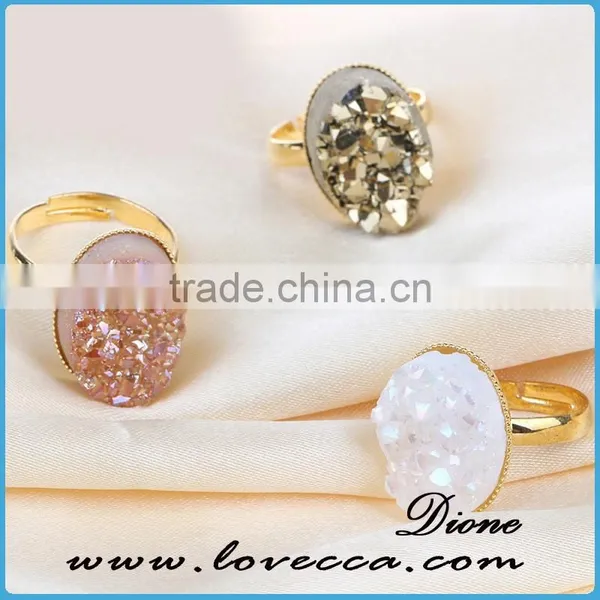 Fashion Gold Plated Geode Rings Natural Druzy Ring photo-5