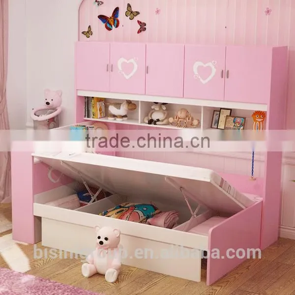 Pink and Blue Bed Children Bedroom Furniture Storage Multifuntional Combined-bed for Kids photo-4
