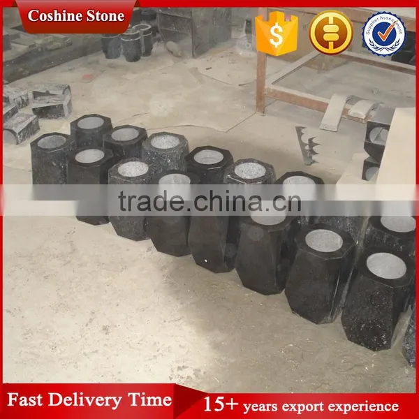 Beauty Blue Pearl Stone Cemetery Vase For Gravestone photo-3