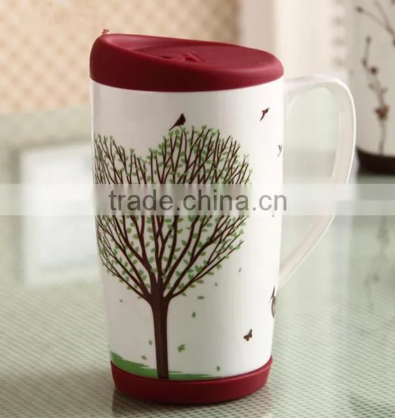 Ceramic Coffee Mug With Silicone Lid,Travel Mug photo-2