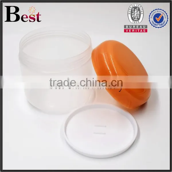 300g Plastic Cream Jar PET Plastic Cosmetic Packaging Cream Jar With Orange Cap photo-3