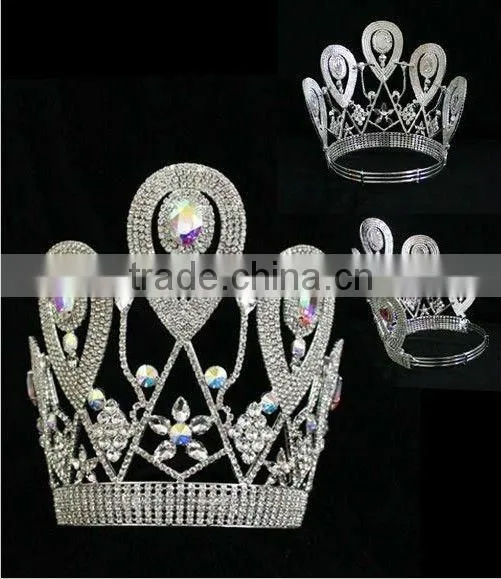 Big Large Rhinestone Crystal Beauty Contest Pageant Jeweled Crowns Tiara photo-2