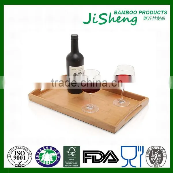 Novelty Custom Bamboo Serving Tray With Handle, Bamboo Food Serving Tray, Bamboo Breakfast Serving Tray photo-4