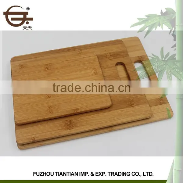 3 Pieces Various Size Square Vegetable Strong Wooden Chopping Board Set