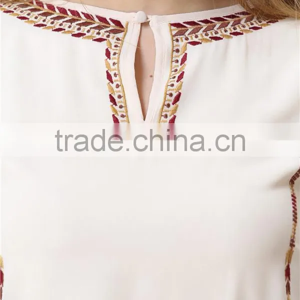 Latest Top Fashion Design Casual Lady Embroidery Blouse photo-6