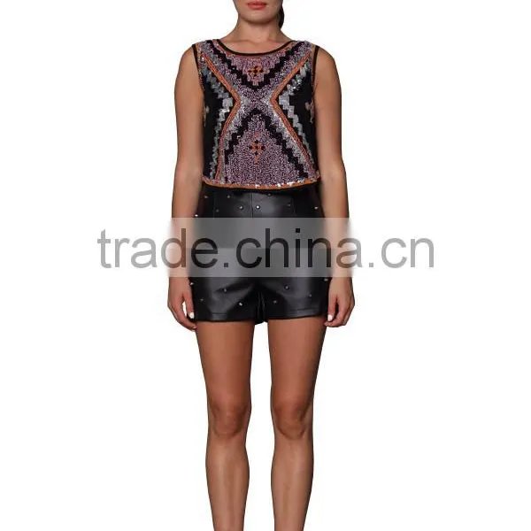 2014 New Design Sleeveless Ladies Embellished Tops photo-2