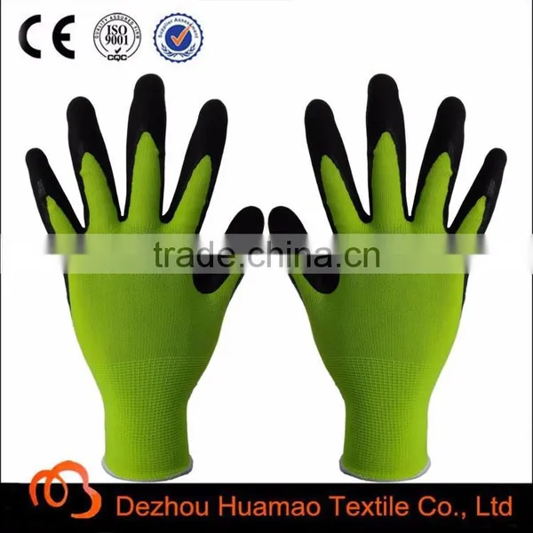 13g Hi-vis Yellow Black Sandy Finished Nitrile Gloves,women Garden Gloves, Nitrile Coated Glove