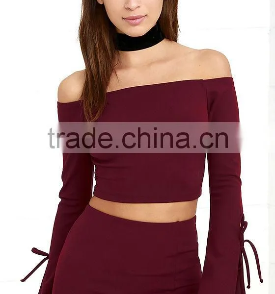 2017 Two Piece Set Women Clothing off the Shoulder Long Sleeves Top and Slim Skirt photo-4