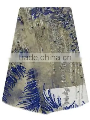 Shanghai Bestway Fashionable Shiny Textile Material Fabric French Lace Fabric Nice Tulle Lace With Sequins and Beads FL1395 photo-5
