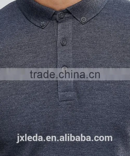 Stylish Men Button Down Collar Pique Fabric Polo t Shirt Custom photo-3