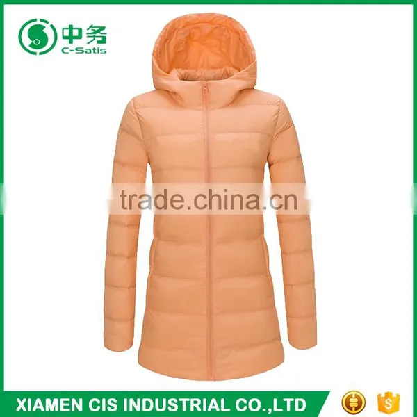 Popular Style Colorful Winter Shiny Ladies Long Down Jacket With Hood photo-3