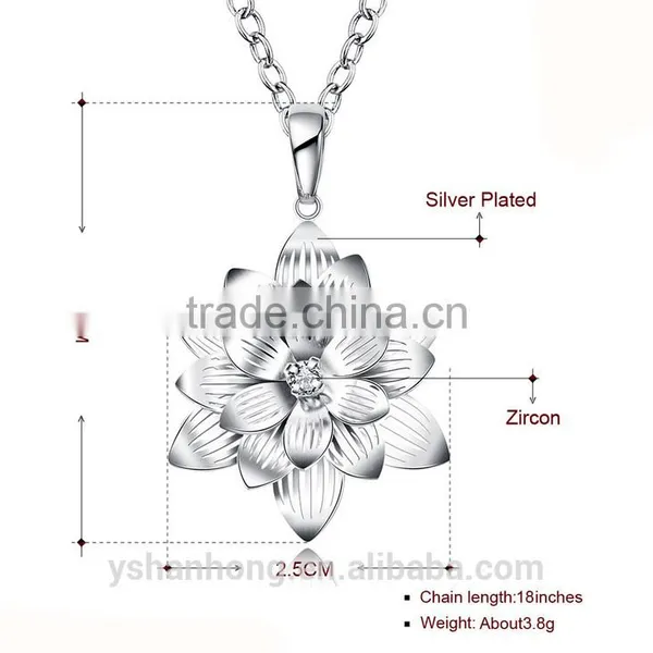 925 Silver Set Auger Stereo Lotus Pendant Necklace photo-4