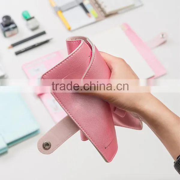 Metallic Color A6 Loose-leaf Planner Customizable Notebook Fashion Daily Notebook PU Cover With Metal Clip/clasp /pen Holder photo-4