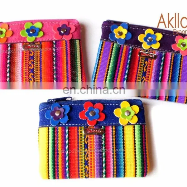 Aguayo Blanket Coin Purses With Suede and Zipper photo-2