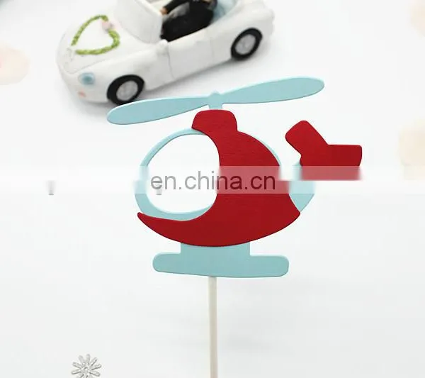 Hot Sale Airplane Cake Topper Helicopter Paper Cake Topper photo-4