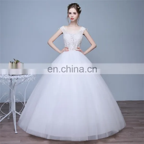 HS1604 Vintage Lace Applique Sheer Wedding Dresses 2017 Elegant Court Train Ruched Tulle Plus Size Bridal Gowns Custom Made photo-3