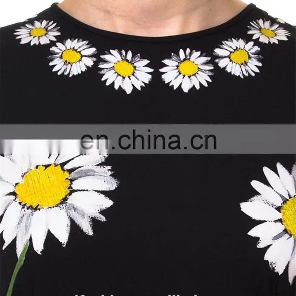 OEM Service Supply Type Printed Flower Ladies Short Sleeve Woolen Blouse photo-3
