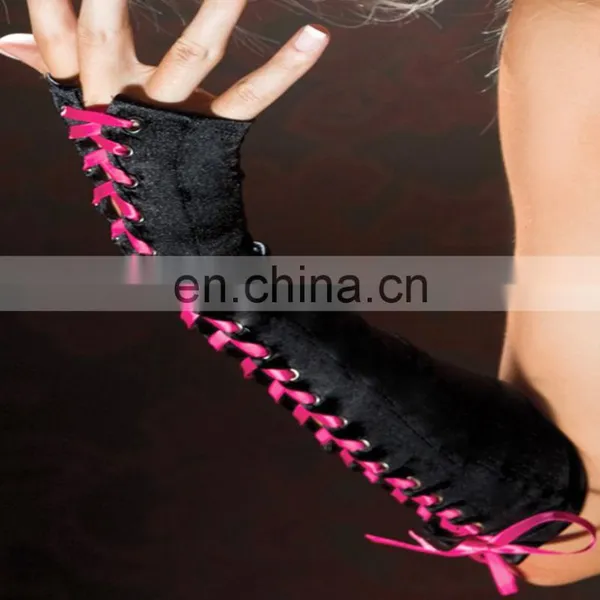 Beauty's Love Opaque Satin Sexy Lingerie Nylon/spandex Bandages Long Gloves Beautyslove FINGERLESS BANDAGES ELBOW GLOVES photo-2
