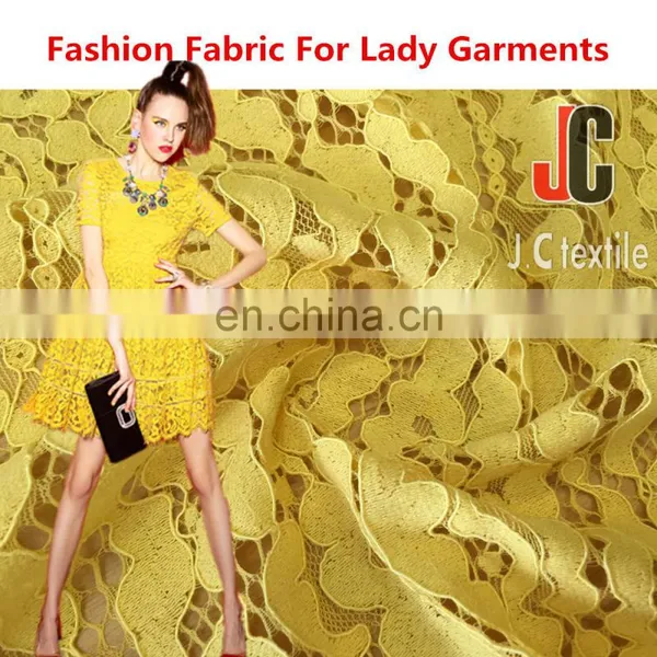 Shaoxing JC052 T/C Nylon Cotton High Quality Yellow Lace Fabric photo-2