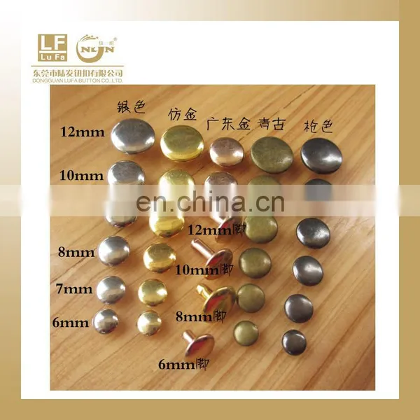 double cap rivet,round head rivet for leather belt,flat cap rivet,rivet for handbads