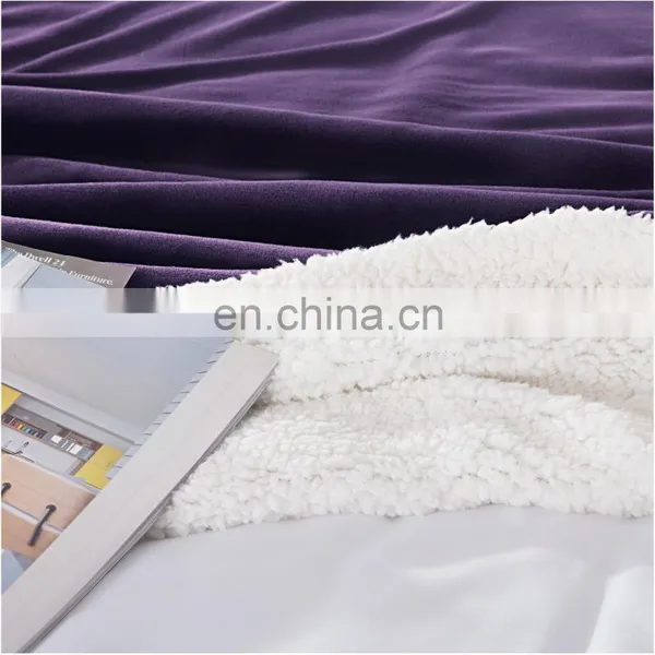 Security Outdoor Lightweight Fluffy Design Violet Sherpa Blanket For Summer photo-6