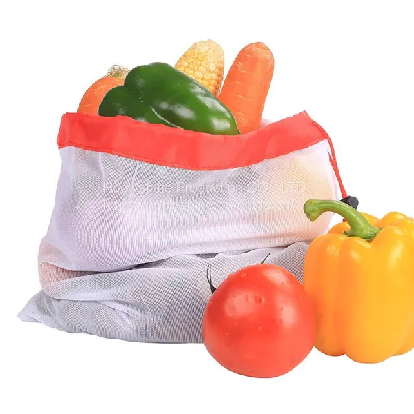Polyester Mesh Bag Vegetable and Fruit Bag Storage Mesh Bag Repeatable Drawstring Mesh Bag