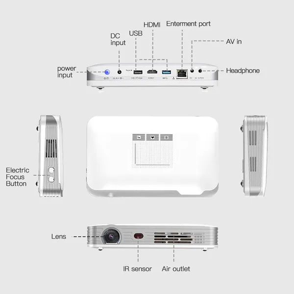Newest WOWOTO T9S 3D Portable Smart Android Projector 4K DLP Battery Wifi Mini Home Cinema Projector photo-5