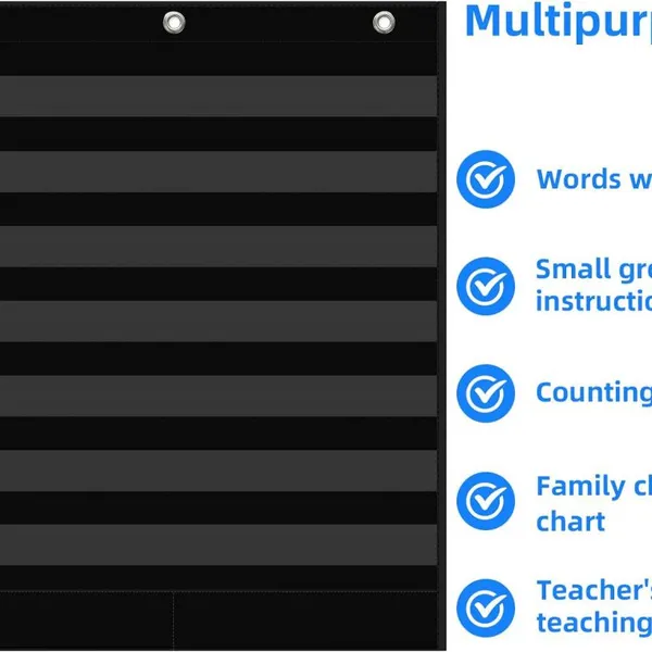 Standard Pocket Chart, Clear 5 Pockets Words Chart With Extra Storage Pocket for School Home Office Use, Word Wall and Sentence Strips photo-3