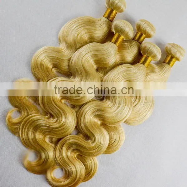 European Sew in Human Hair Extensions Honey Blonde Body Wave Hair Weaving photo-5