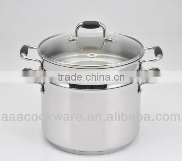 high quality multi function stainless steel spaghetti pot with induction bottom and silicone handle