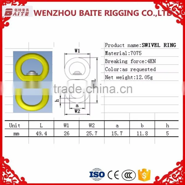 4KN Breaking Force Aluminum Double Swivel Bolt ,Red Swivel Aluminum Ring , Snap Hook Bag Parts & Accessories photo-4