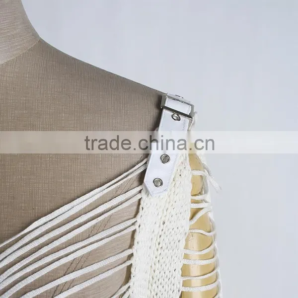 M-018 Sexy Lady White Fully Fashioned Sweaters With Cute Skeleton Pattern photo-5