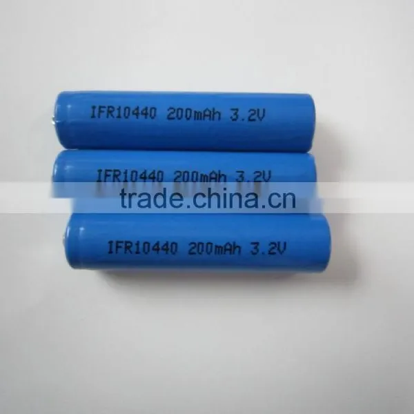 Rechargeable LiFePO4 Battery IFR10440 200mAh 3.2V Cell