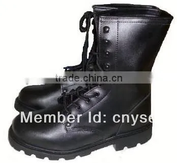 High Leather High Gloss Military Boots