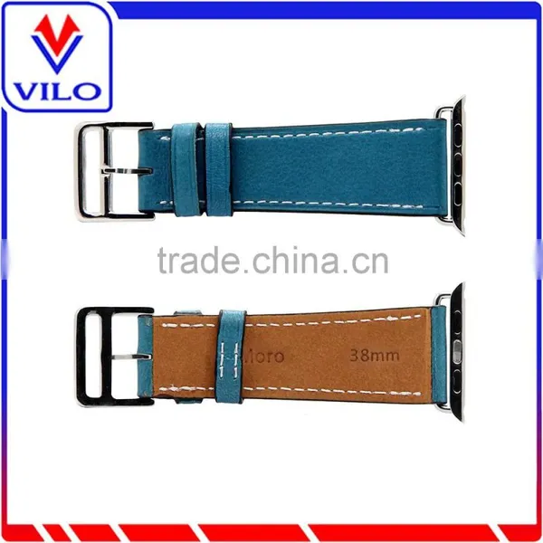 Genuine Leather Double Tour Replacement Watchband With Adapter Clasp for IWatch Apple Watch Band 38mm 42mm photo-4