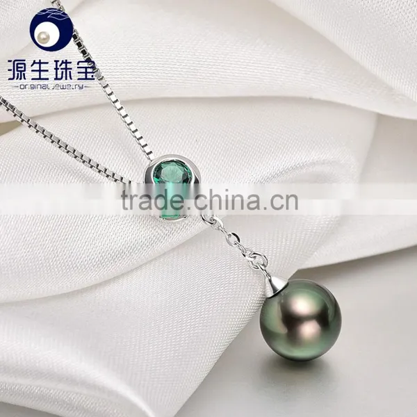 Best Gift 8--9mm Natural Tahitian Black Pearls Necklace Pendant photo-2