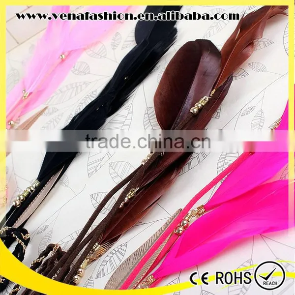 Mix Colors Indian Braided Feather Long Elastic Hair Bands photo-2