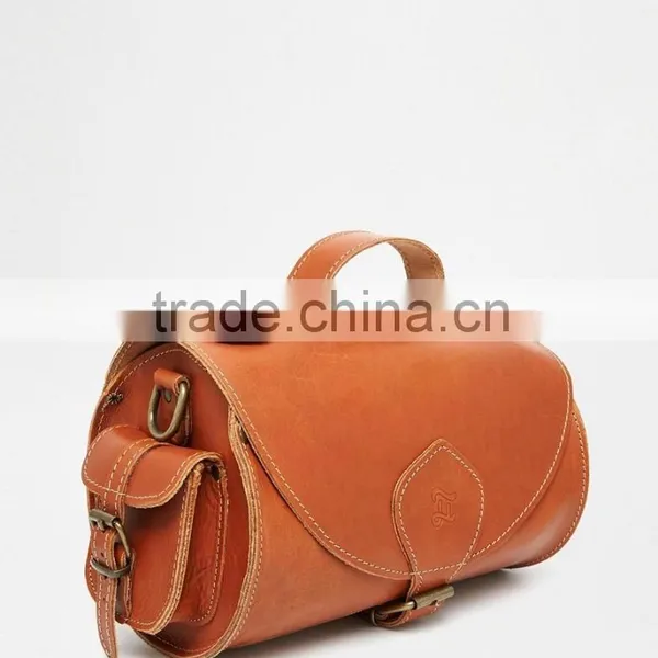 Tan Color Cross Body Genuine Leather Bag photo-2